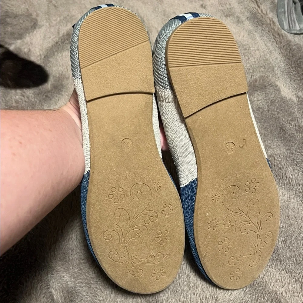 Lily & Dan Ballet Flats Girls Sz 4/5 Blue Gray Woven Recycled Material Shoes